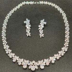 New Zircon Dangle Earring/Necklace Jewelry Set